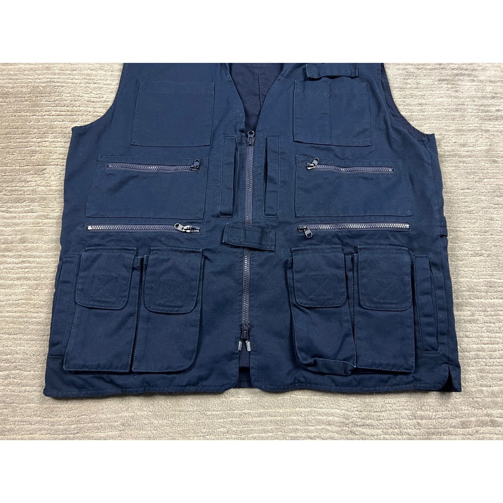 Woolrich Vest Mens L Navy Elite Series 4903 Tactical Utility Multi-Pocket Cotton - Picture 3 of 12